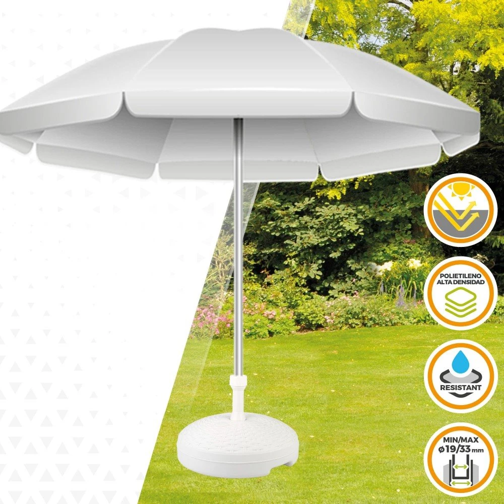 Base Para Sombrilla Circular Blanca 19-33 Mm Aktive 4 Base Para Sombrilla Circular Blanca 19-33 Mm Aktive - Imagen 2