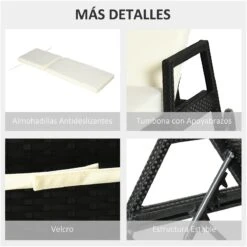 Outsunny Conjunto De 2 Tumbonas De Ratán De Jardín Con Cojines Acolchados Respaldo Ajustable En 5 Posiciones 2 Ruedas Y Tela Extraíble Lavable 67x196x51 Cm Negro 16 Outsunny Conjunto De 2 Tumbonas De Ratán De Jardín Con Cojines Acolchados Respaldo Ajustable En 5 Posiciones 2 Ruedas Y Tela Extraíble Lavable 67x196x51 Cm Negro -OUTSUNNY TIENDA ff0cea777b91d92c1b00df2b400e7edb5c2c697f f90a17780e474f3a84a1dd6ef44fdc48